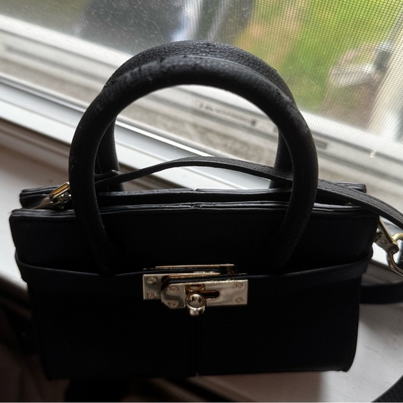 Amiana Black Mini Tote‎ Crossbody w/ Gold Hardware - Picture 4 of 6